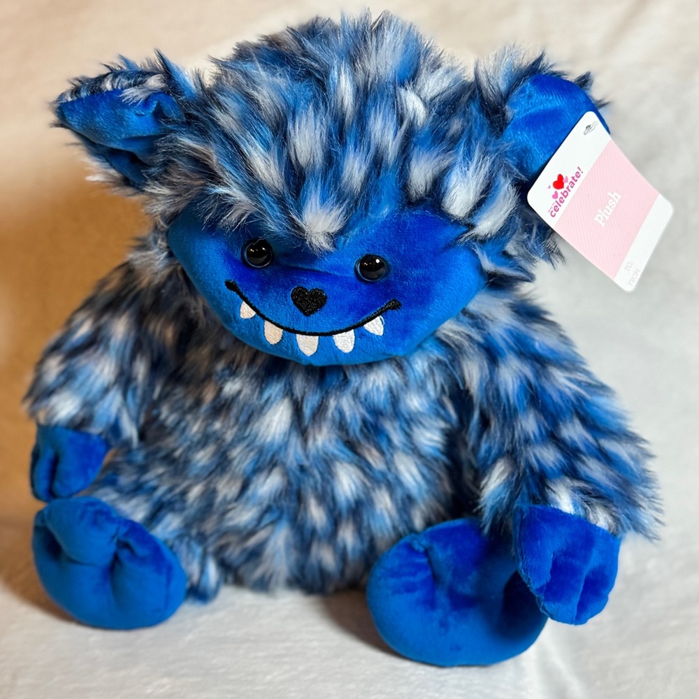 Way To‎ Celebrate Fuzzy Blue Monster Plush 15" BRAND NEW 2025- Walmart Exclusive